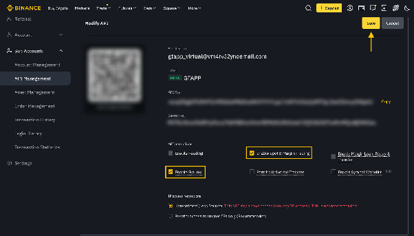 2. How to connect your Binance account to GT App and to launch trading.