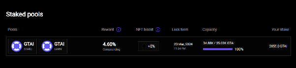 How to stake $GTAI